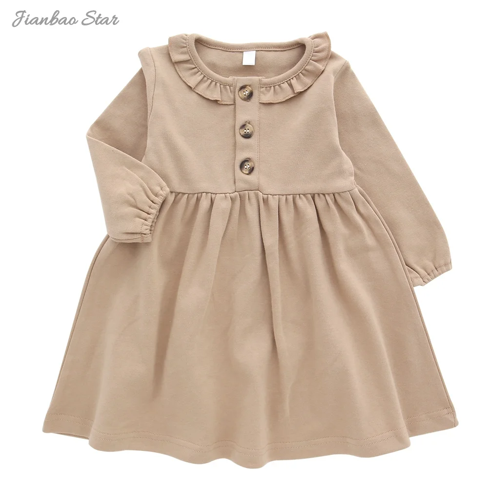 Ruffle Collar Baby Girls dress casual party clothing lovely autumn long sleeve baby romper set Fashion baby girl skirt