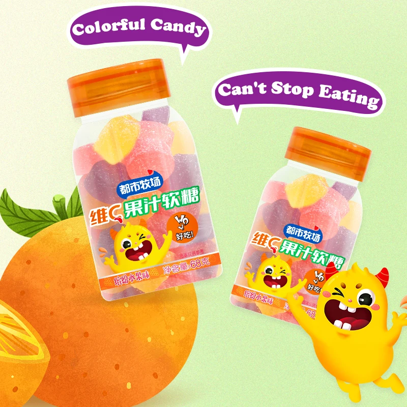 Zero-Fat Fruit Flavored Gummies Irresistibly Yummy Treats Vitamin C-Enriched Fruity Gummy Candy Lip-Puckering Goodness