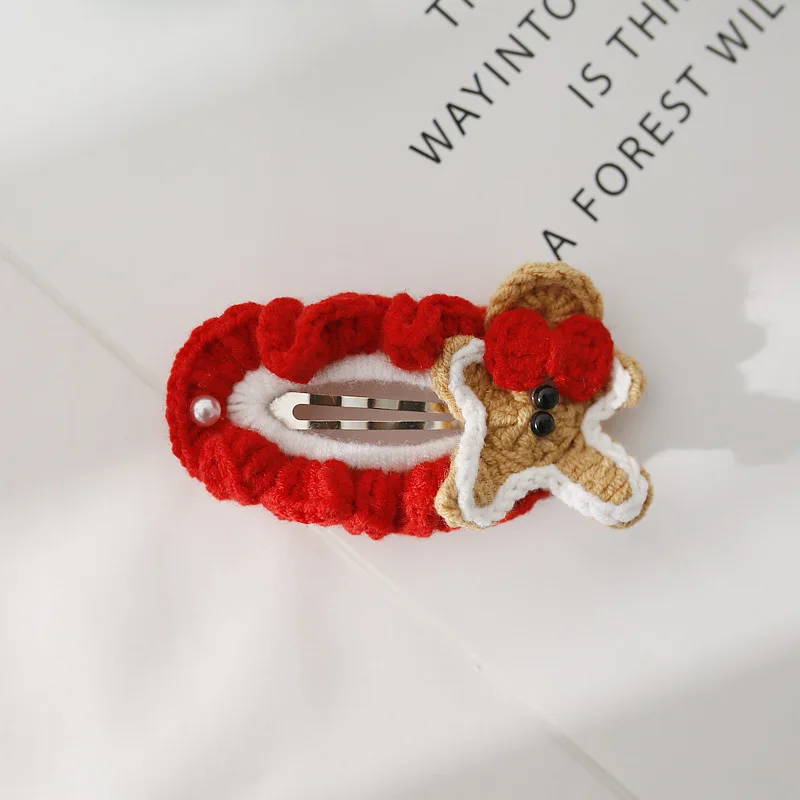 Wholesale Fashion Christmas Elk Hairpins Wool Crochet Animal Hair Clip For Kids Girls