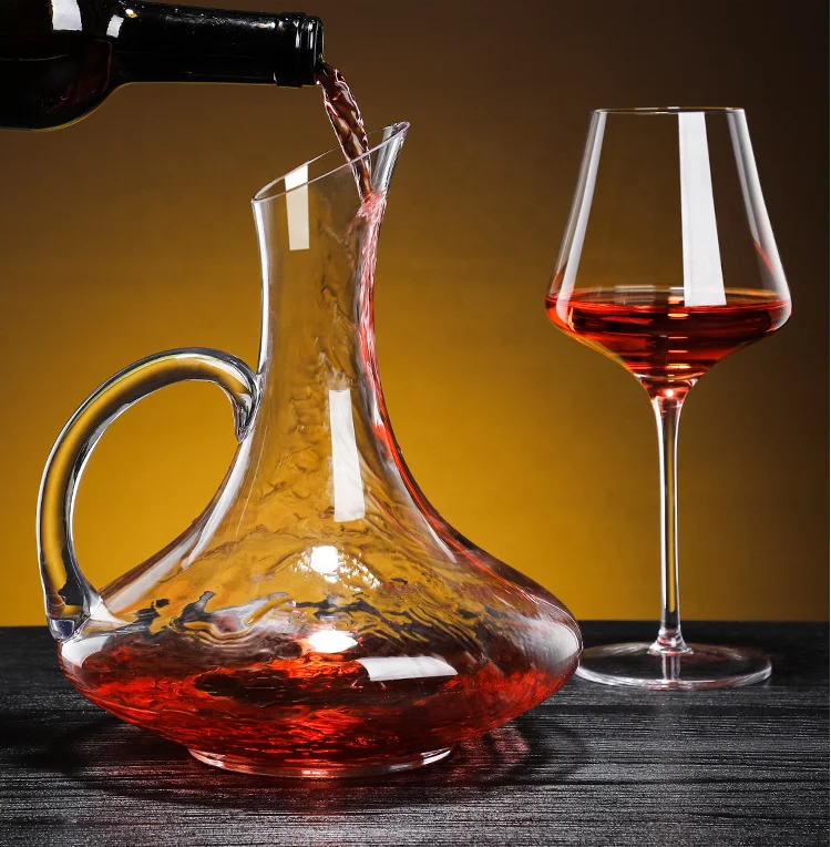 Hot Sale Unique Wholesale Crystal Whiskey Decanter Custom Logo 1L 1.5L Wine and Whisky Decanter Clear Glass Decanter Set