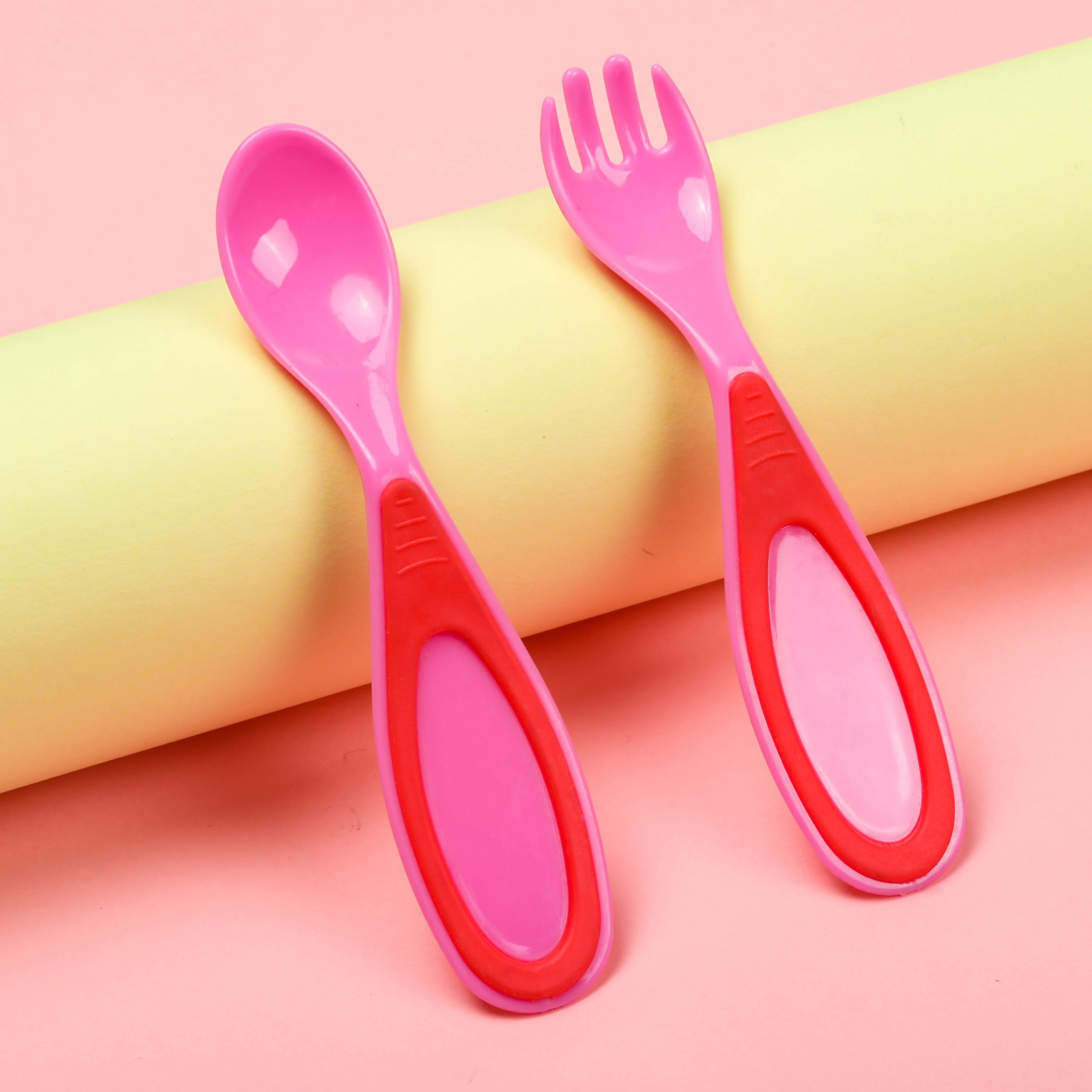 Baby Plastic/ TPE Encapsulated Spoon and Fork / Cutlery