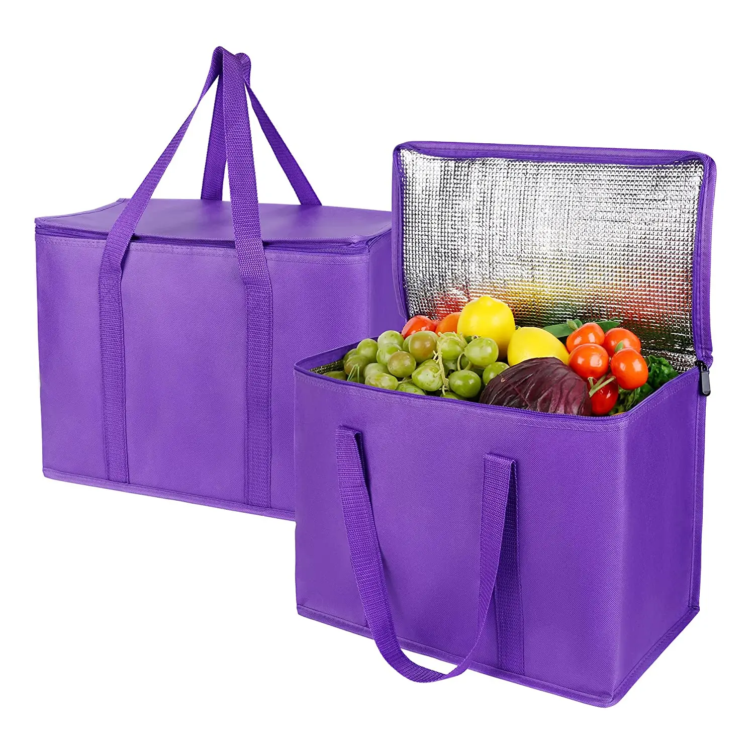 Wholesale Customized Cooler Bags Purple Large Capacity Camping Travel Top Flap Zipper Cooler Bags