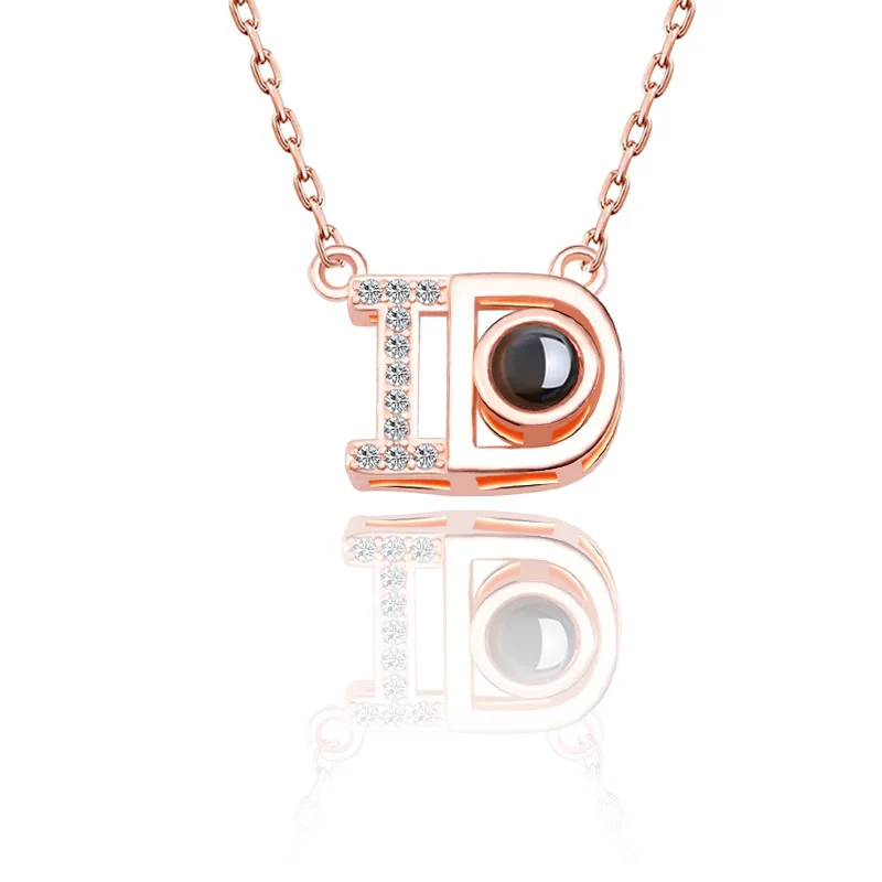 Dropshipping Custom Picture Projection Pendant 100 Languages I Love You Love Memory Necklace