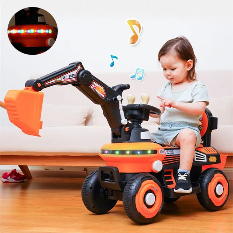 Factory Wholesale Electric Mini Excavator Ride-on Toy for Kids Baby Wheel Truck Plastic Car Toy