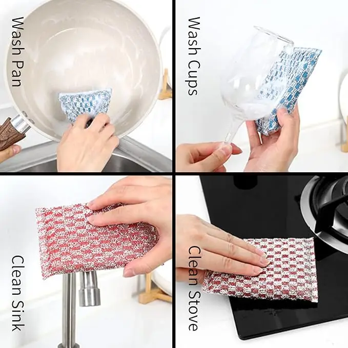 Best Selling Kitchen Cleaning Reusable colorful Sponge Scouring Pads Stainless Steel Scouring Sponge Pad