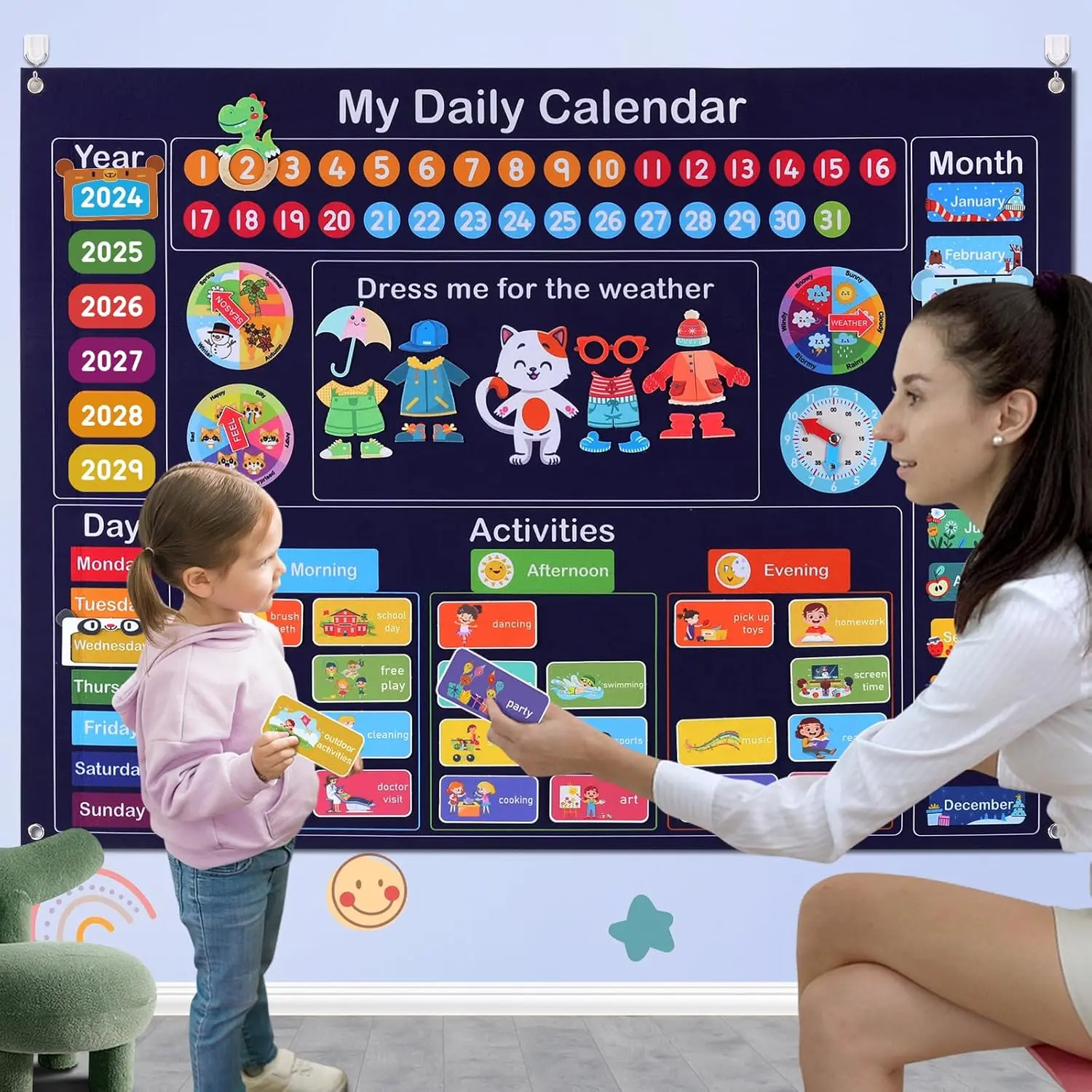 My Daily Calendar For Kids Early Childhood Learning Activities Felt Board Preschool Calendar For Home