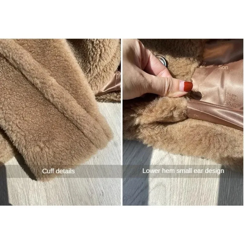 Женское короткое пальто высшего качества 88% верблюжий бархат из 12% шелка тутового шелкопряда зимняя женская куртка с плюшевым принтом одежда