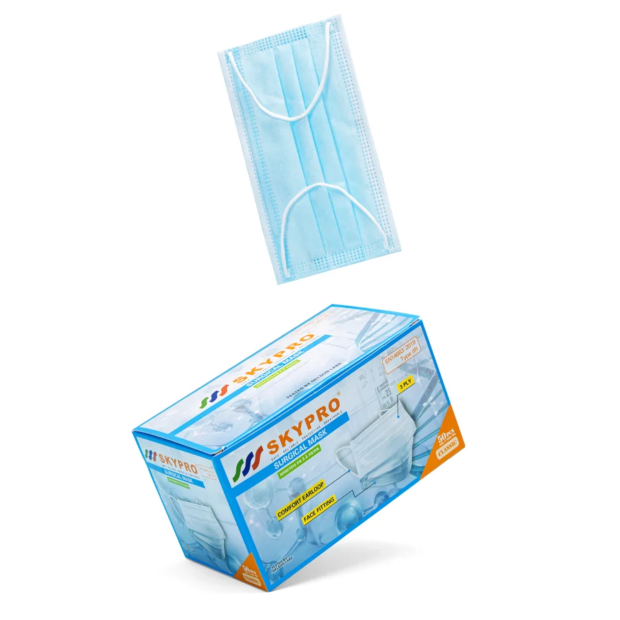 Wholesale individual packing ASTM LEVEL 2 mask ear loop adult non woven disposable 3 ply 510k