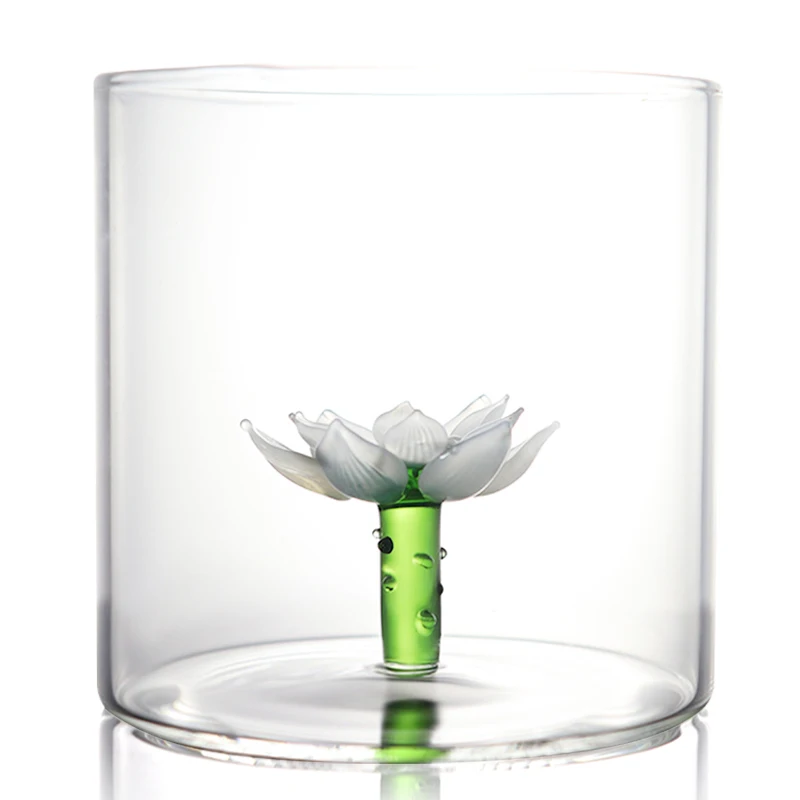 3d Glass Plant Color Inner Cup Tea Cup Beer Mug Three-dimensional Pure Handicraft Drinking Glass