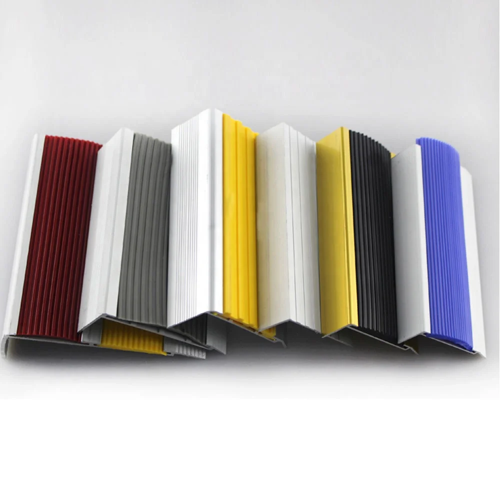 Cheap metal non slip flexible anodized aluminium pvc rubber tile trim edge walking stair nosing tile strip