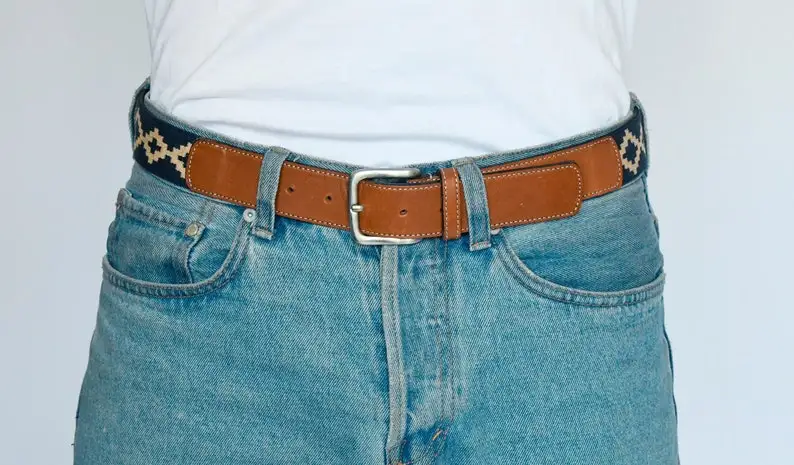 Customize Vegetable Tanned Leather Unisex argentina Embroidered polo belts