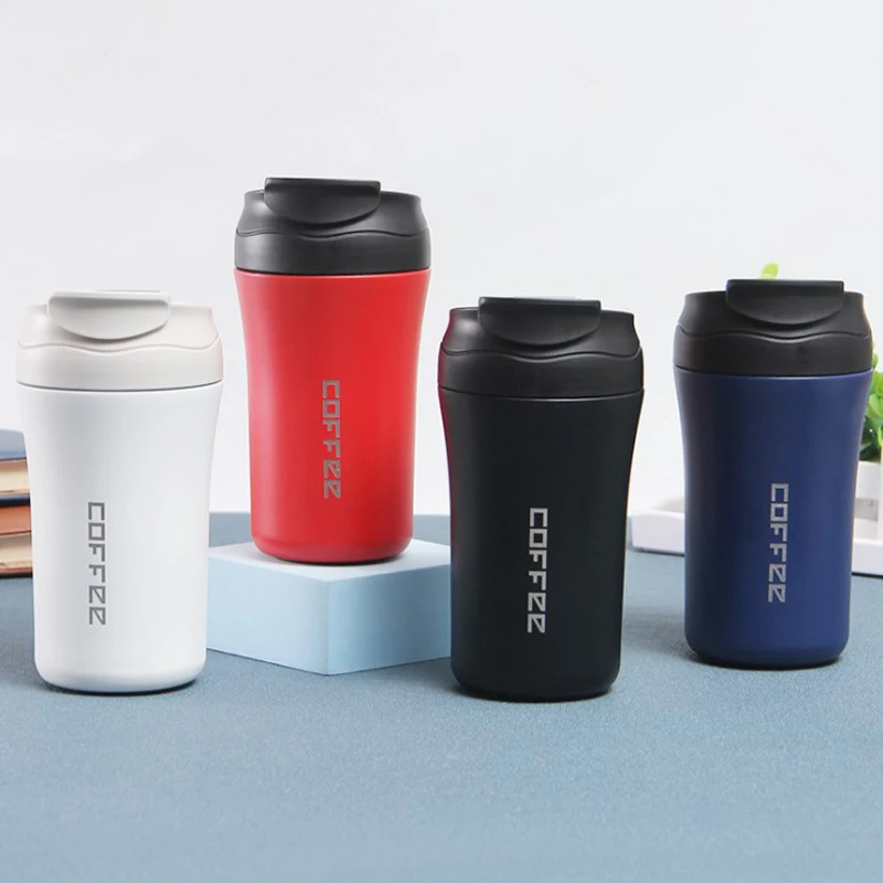 14oz 400ml Travel Cups Double Wall Car Vacuum Tumbler Insulated American Coffee Mugs With Flip Lids