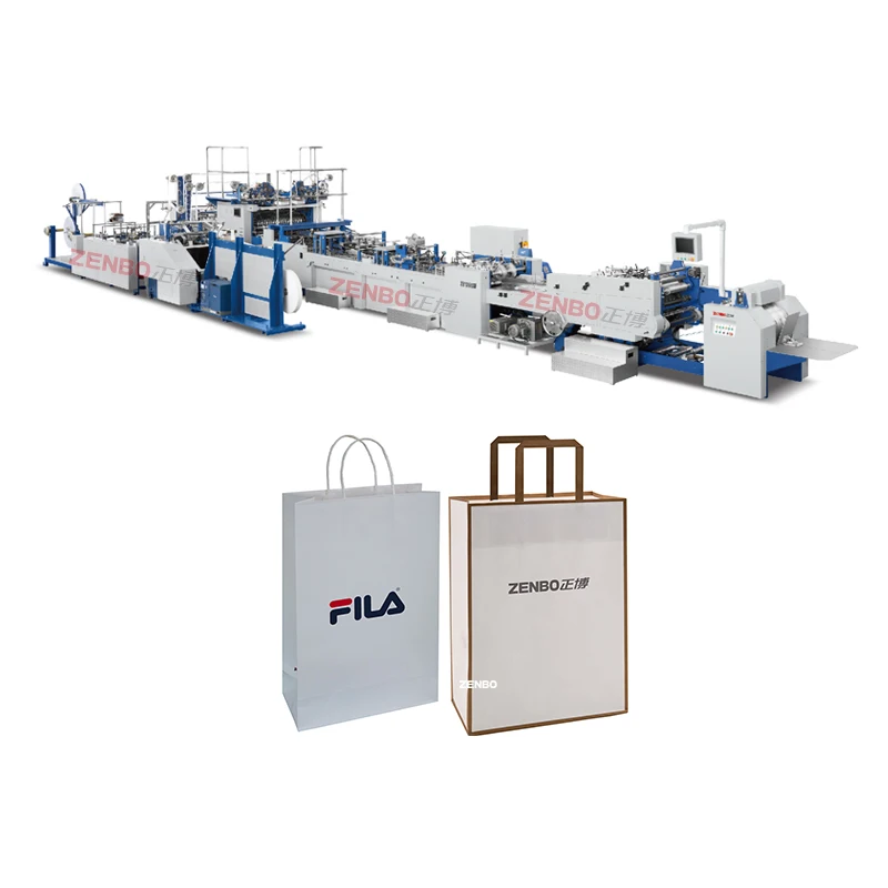 ZB1260SF-450 Fully automatic sheet feeding paper bag machine with handle online for environmental paper bag