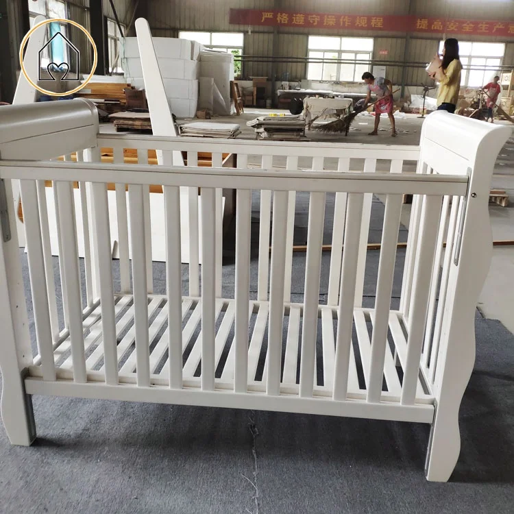 Solid wooden frame cheap price customized size bed baby cot crib