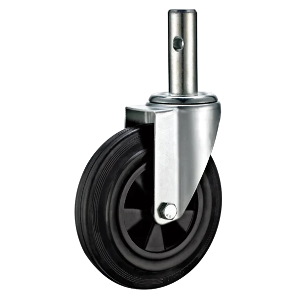 European Industrial Swivel Top Plate Castor with Black Rubber Wheel Plastic Core
