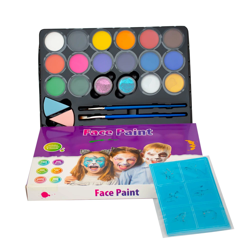 
Горячая распродажа! Краска для тела 12 видов цветов краски для лица набор с кистью Хэллоуин повод и яркие цвета для рисования трафареты 