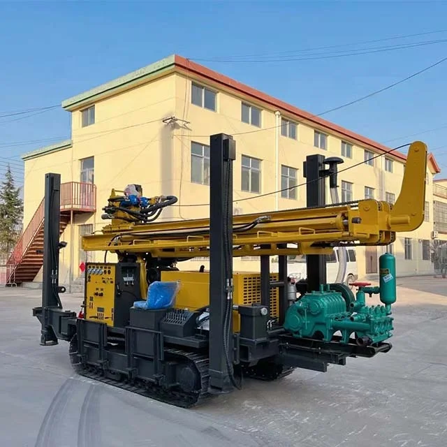 China Factory KW200 diesel engine pneumatic crawler mounted 200 meter depth steel track Borehole DTH water well drilling machine