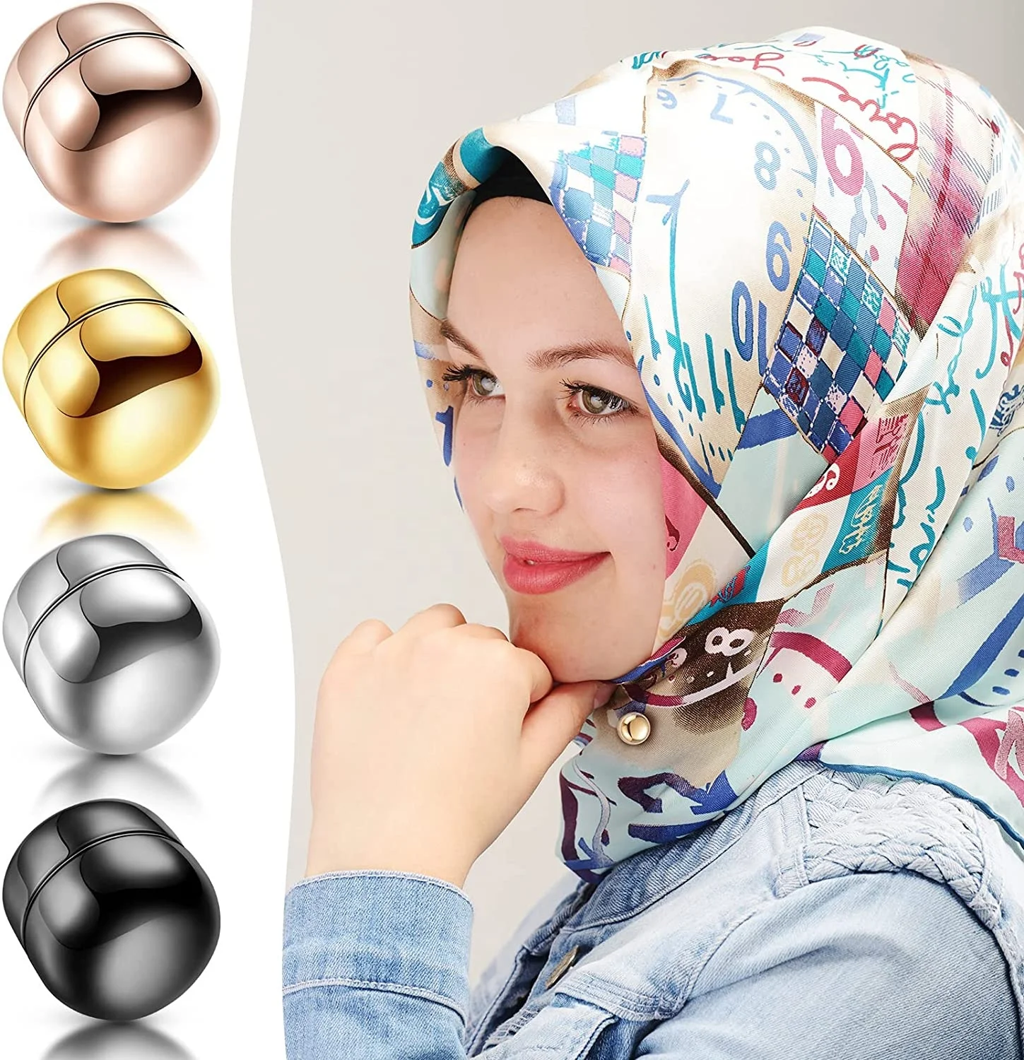 Muslim Magnetic Hijab Pins Pinless Round Magnetic Scarf Pins Decorative Magnetic Pins Hijab Buttons
