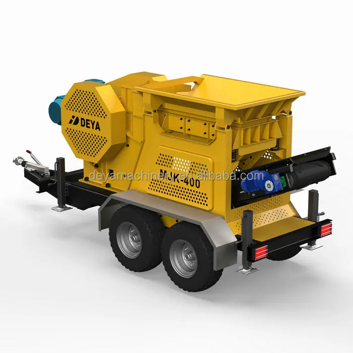 portable limestone granite stone rock mobile jaw crusher with mining feeder and belt conveyor