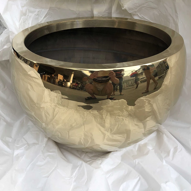 304 gold mirror stainless steel ball plant pots / flower planter / metal vase for flowers