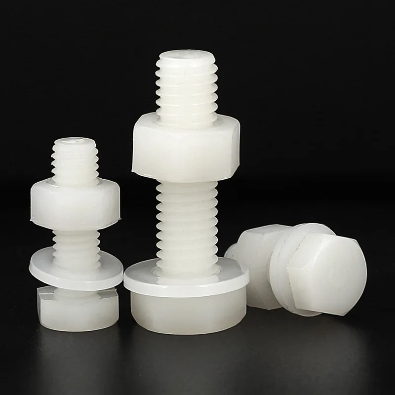 Nylon bolt and nylon nut M3-M12 DIN933 & DIN934 plastic bolts and nuts with high quality plastic bolt nylon screw
