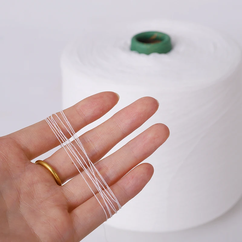 100 Spun Polyester Yarn Raw White Knitting Weaving Ne 20S 30S 40S 42S 45S 60S Polyester Yarn