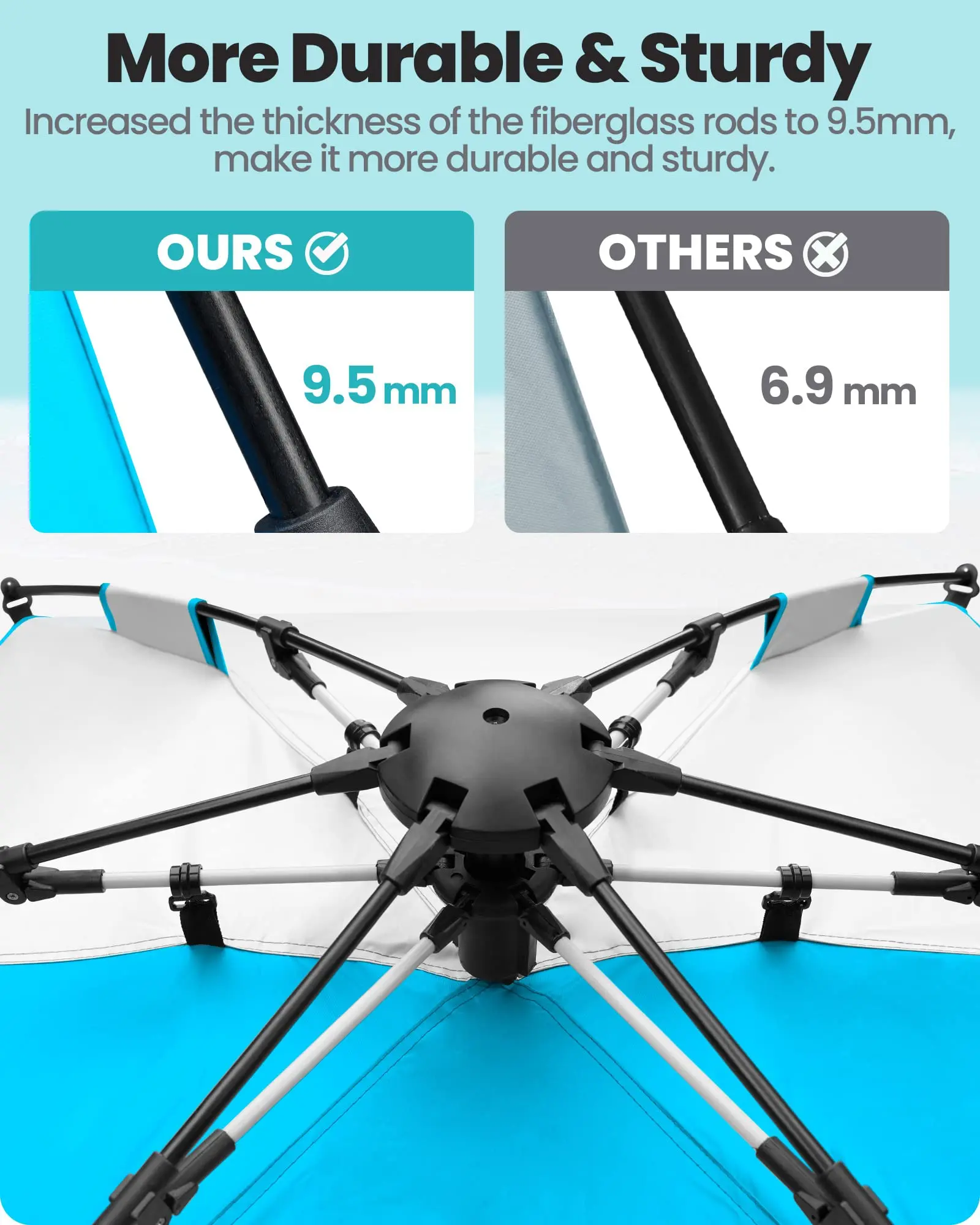 Portable UPF 50+ UV Protected Pop Tent Beach Shade Sun Shelter for 4-6 People Easy Setup Blackout Feature Outdoor Application