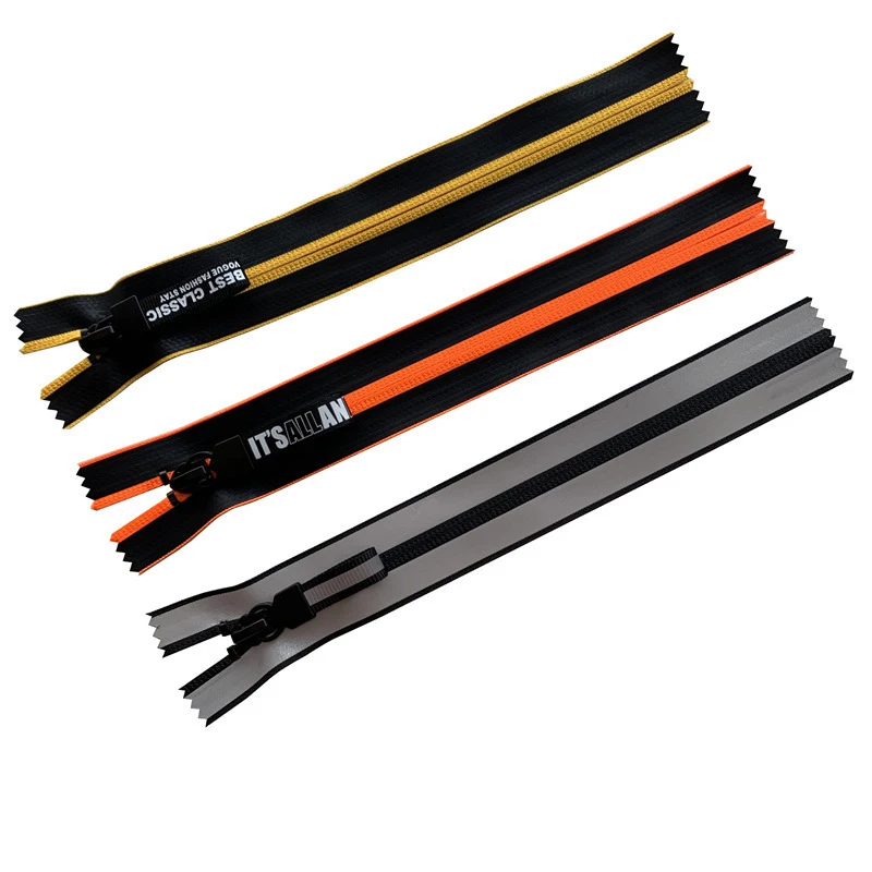 5# nylon invisible zipper colorful paste black film reflective strip clothing bags shoes and boots zipper webbing letter slider