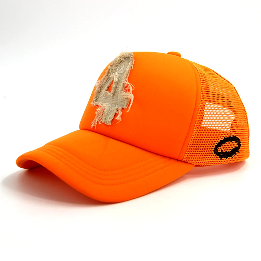 High Quality 5 Panel Foam Mesh Trucker Cap Hats with custom Applique embroidery patch logo