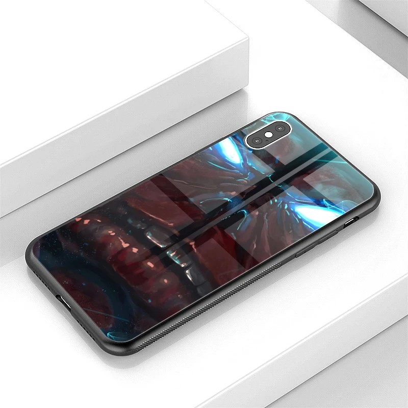 For iPhone 11 Case Glass Back Cover Protective Blank Designs Brand Logo Phone Case For iPhone XS Solo Leveling Igris