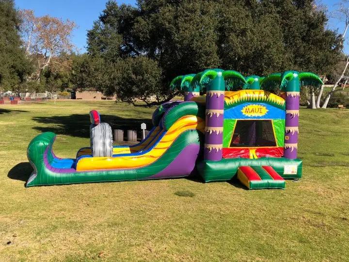 Commercial inflatable palm coconut tree house bouncer bouncy castle jumper bounce house combo with slide for  party  business