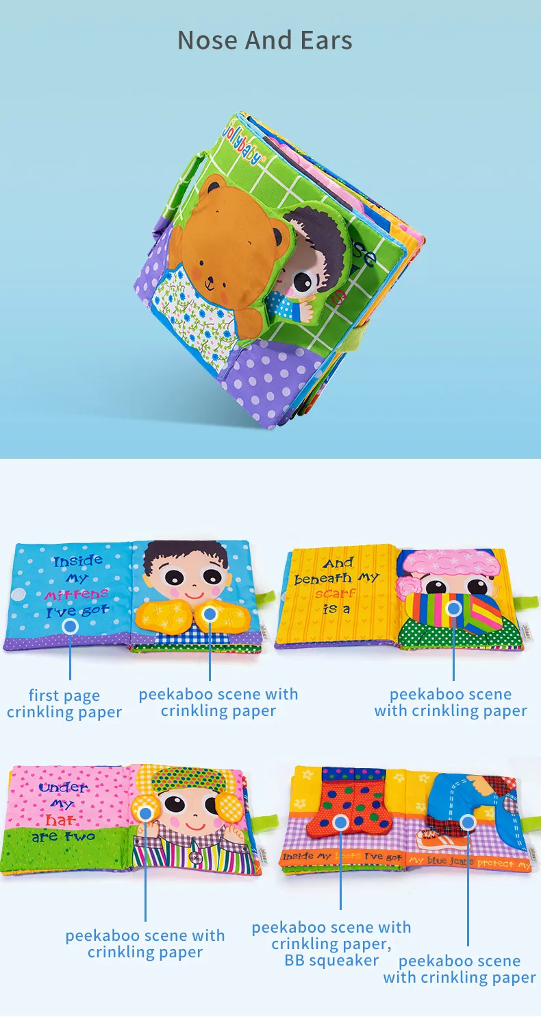 Hot selling Funny soft baby cloth book educational baby toys fabric quiet book for baby