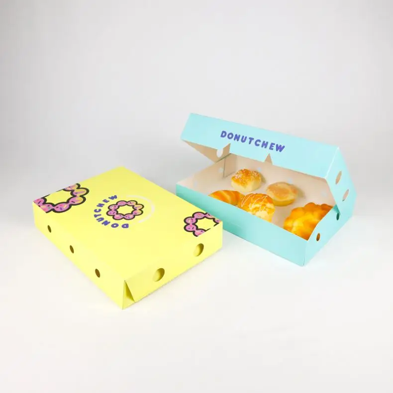 Wholesale Custom Printed Biodegradable Paper Doughnut Packaging Box Luxury Black Mochi Donut Box Fast Food Togo Box For Donuts
