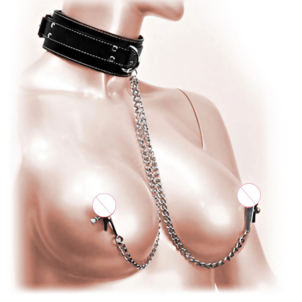Hot Sell Quality Collar with Nipple Clamps Female Bondage Gear Sex Toys for Couples SM Game