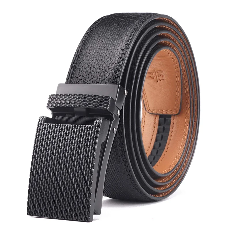 Wholesale Gift Ratchet Automatic Buckle Leather Belt Without Holes Custom Logo Gift Belt Fashion Strap Luxury For Men