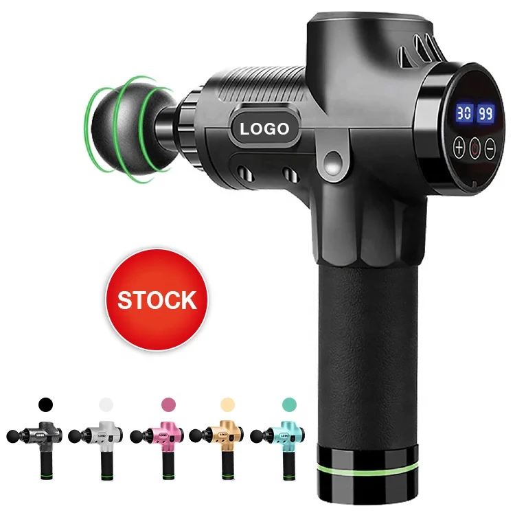 Quality Battery Quite Black Carbon Fiber Red Pink Green Custom Logo Muscle Massage Gun Dropshipping With Lcd Screen