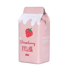 Female Drink Box Bag Women Shoulder Bags Lovely Milk Cartoon Printing Cute Pink Purse Funny Bag