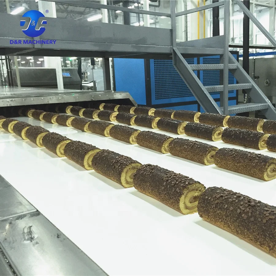 Automatic Swiss Roll Cake Making Machine High Performance High Effectivy CE Certificated Machines Cake Production