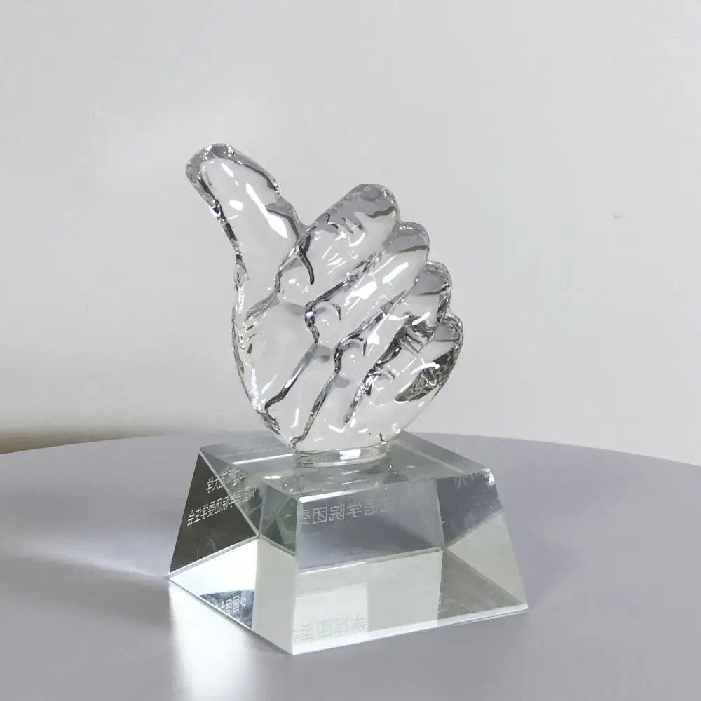 Adl Crystal Thumb Hand High-Quality  Awards Clear Glass Crystal Hand Made Trophy Awards