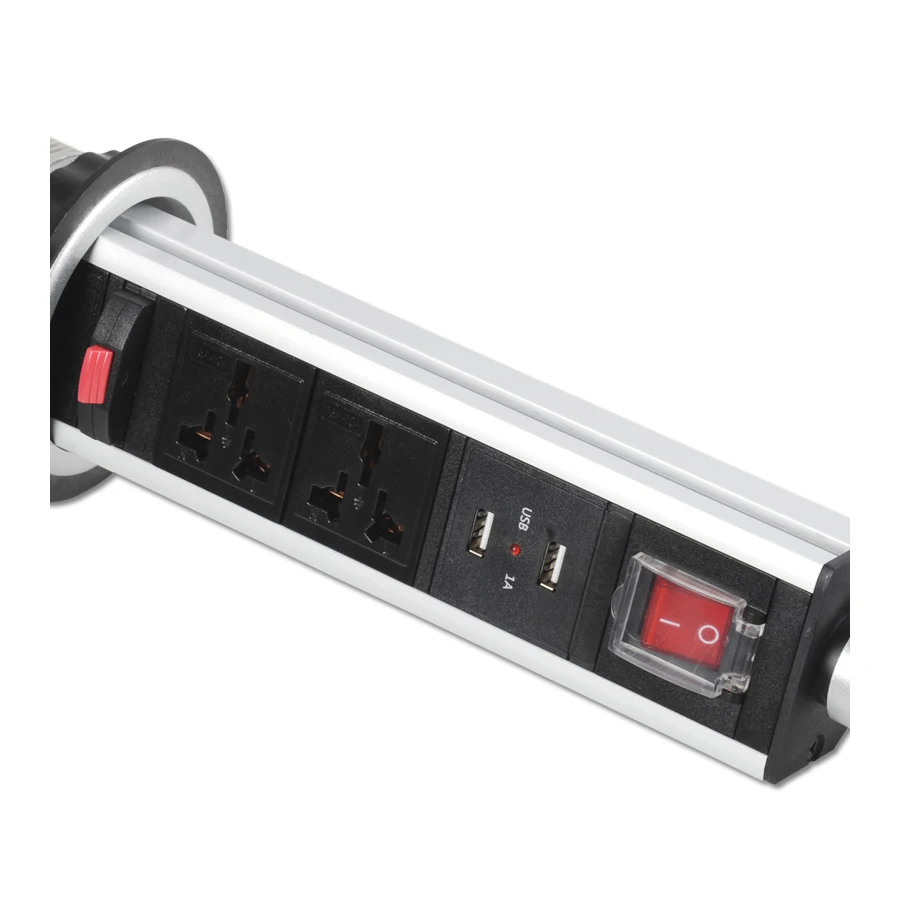 Intelligent Motorised Pop Up Socket Surge Protector Power Strip Universal Sockets with Dual USB