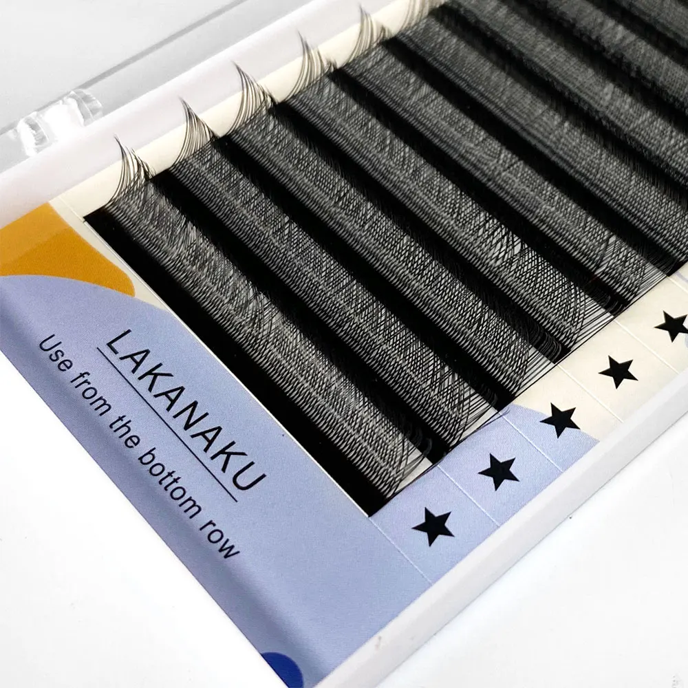 Lakanaku Wholesale Korea Pbt Fiber Yy Type Lashes Supplier Private Label Premade Fans 0.07Mm Yy Lashes Silk Eyelash Extensions