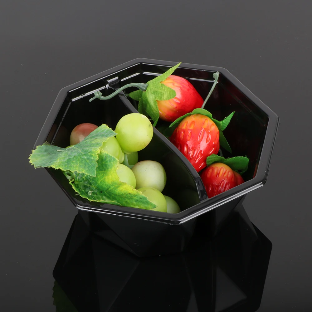 hengmaster disposable Small plastic 2 compartment octagon food packaging container box