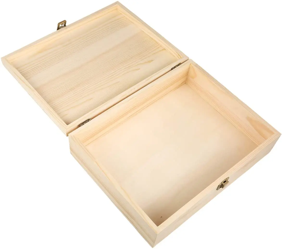 DIY Project Gift Wooden Boxes Customized Eco-Friendly Printing Logo Case Wooden Decorative Hinged Storage Box