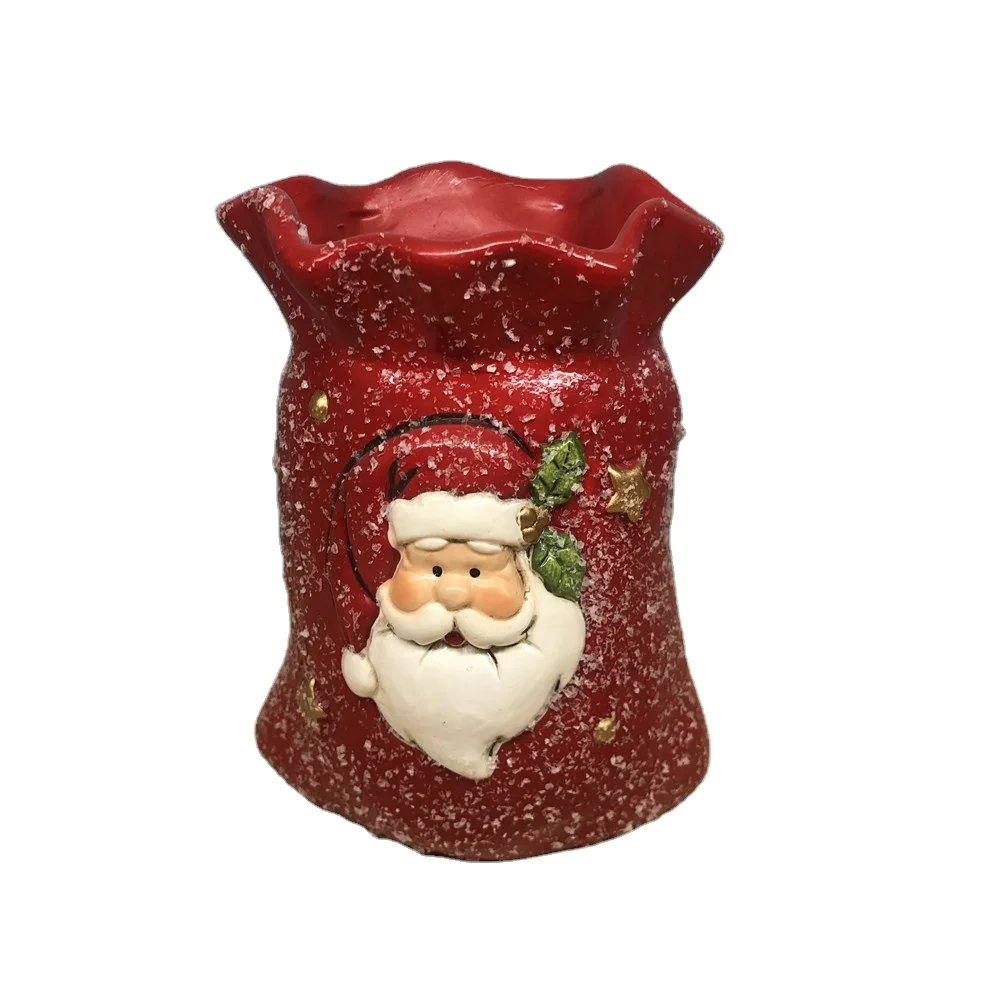 2024 customized Factory supply cute ceramic santa claus small gift sock shaped flowerpot