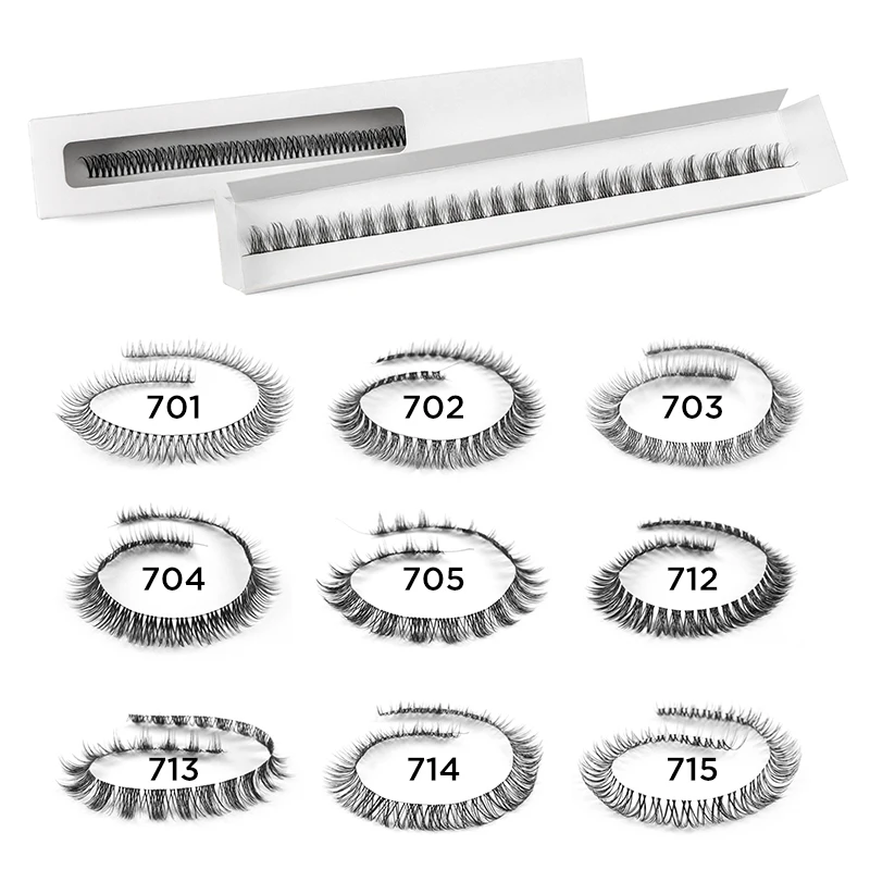Hollyren 0.1mm Korean Silk Lashes Private Label Diy Segment Eyelash Extensions Kit With Latex Free Glue