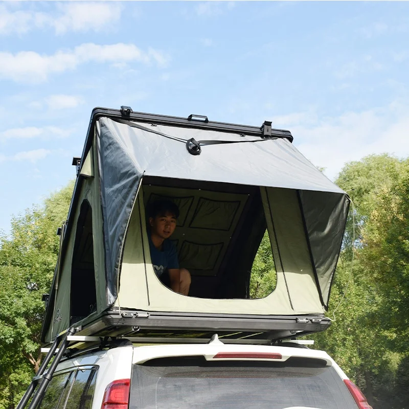 Aluminum Alloy car rooftop tent waterproof roof top tent triangle 3-4 person camping outdoor hard shell rooftop tent