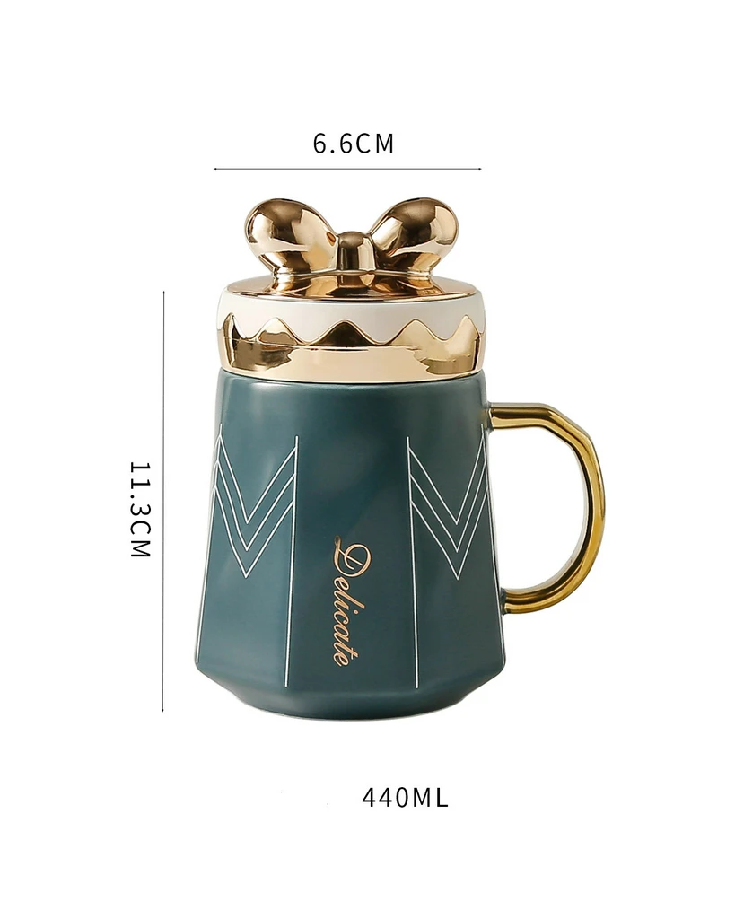 Новый дизайн керамическая чашка с геометрическим узором Офисная кружка крышкой из полипропилена бантом