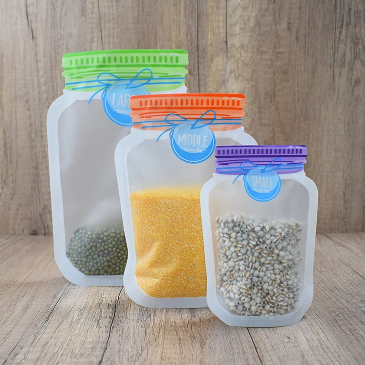 Custom transparent plastic cookies packaging bag mason jar ziplock pouch with zipper lock