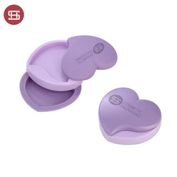 High Quality Custom Compact Powder Container Heart Design Mini Refillable Make Up Plastic Compact Powder Case With Logo