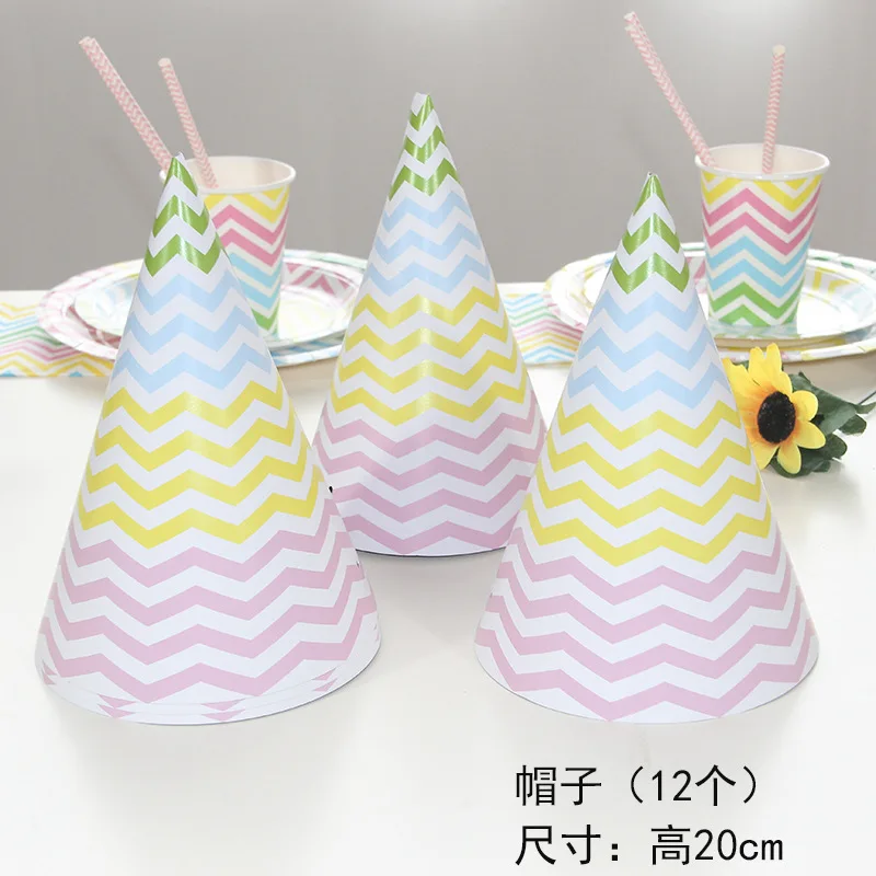 Wholesale Birthday Subject Party Supplies Colorful Paper Plate Cup Napkin Straw Hat BannerTableware Sets In Stock